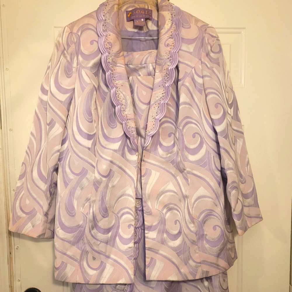 2 piece Lavender Suits of God In Christ Skirt Suit